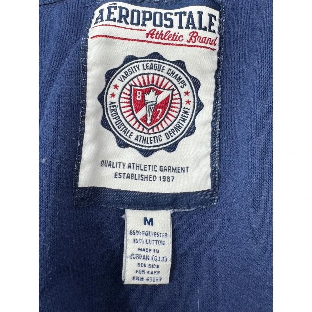 Aeropostale Mens‎ Track Jacket Full Zip Blue White Gold Athletic Striped